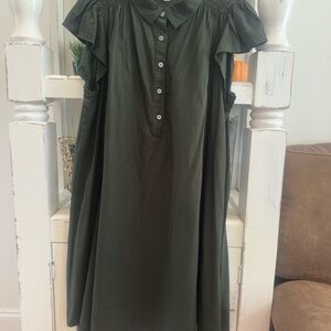 Dark Green Button-Up Dress